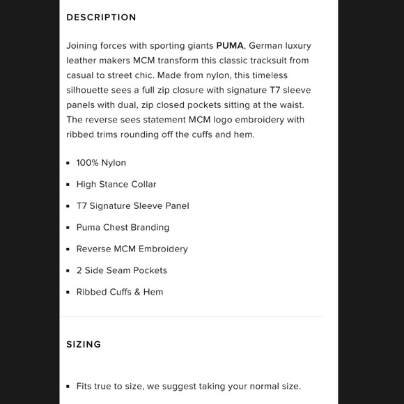 Puma Men’s size XL MCM tracksuit track jacket pants set black logo print luxury - Picture 13 of 14